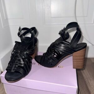 Elegant Black Strappy Heeled Sandals